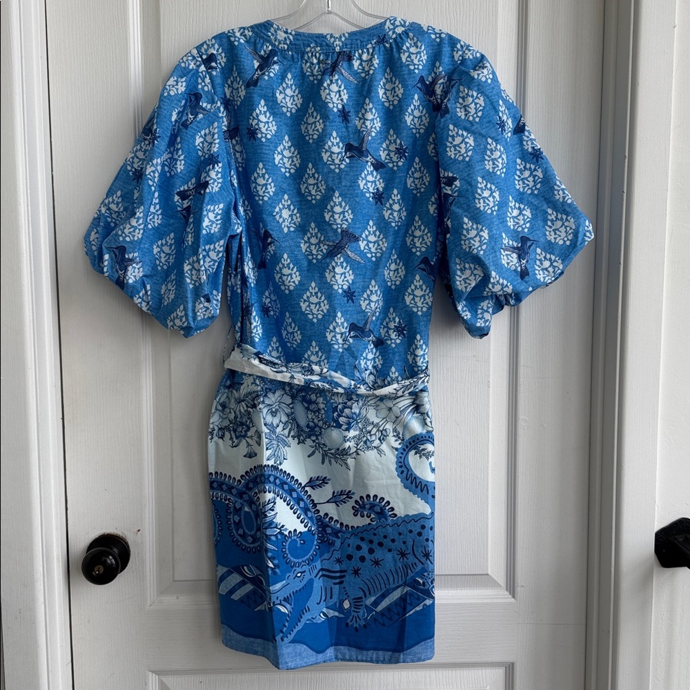 Blue Patterned Mini Dress - Picture 5 of 13